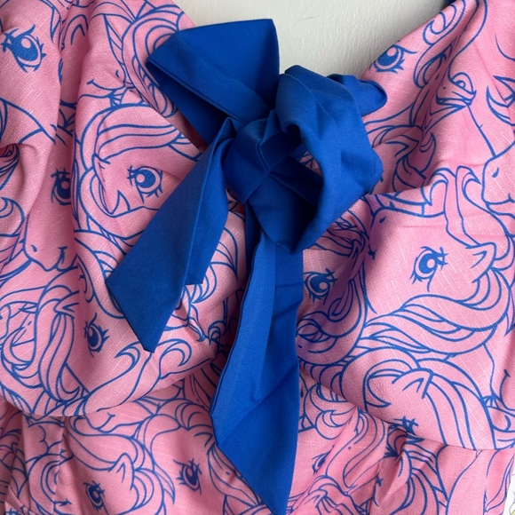 Unique Vintage X My Little Ponies Pink & Blue Bow Front Pinup Romper NWT M-L? - Picture 11 of 15